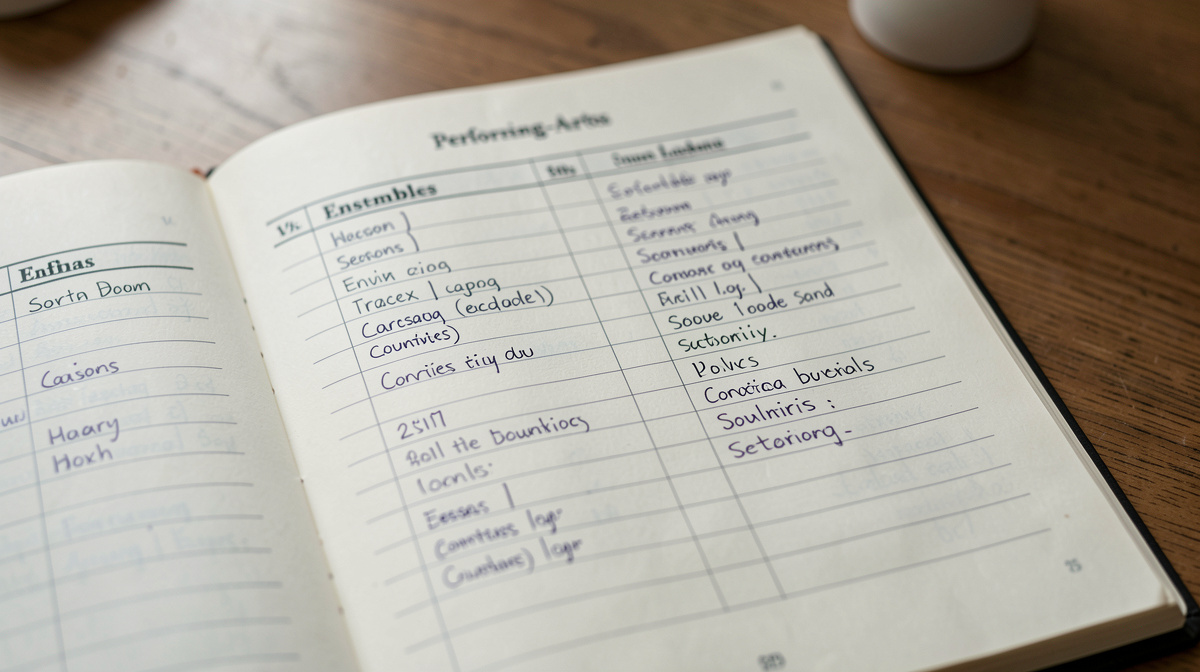a performing-arts ledger